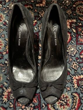 Anne Klein Black Peep-Toe Heels, 7.5M